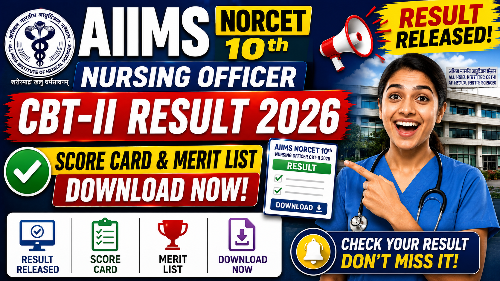 AIIMS NORCET 10th Nursing Officer
