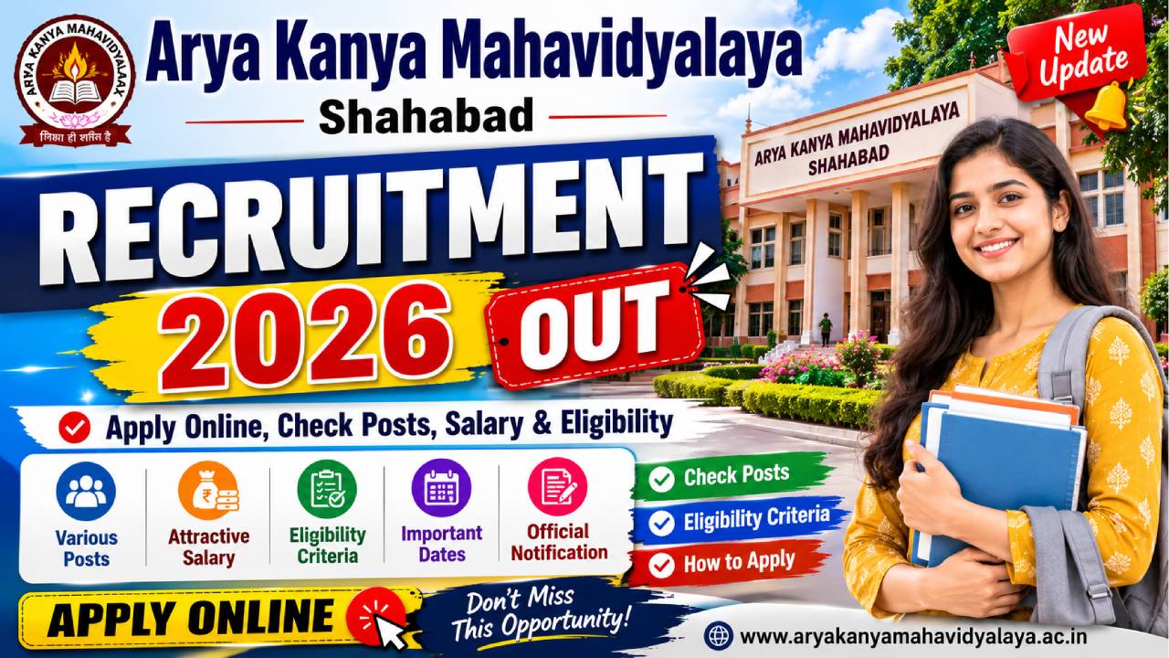 Arya Kanya Mahavidyalaya Shahabad Recruitment 2026 Out – Apply Online, Check Posts, Salary & Eligibility